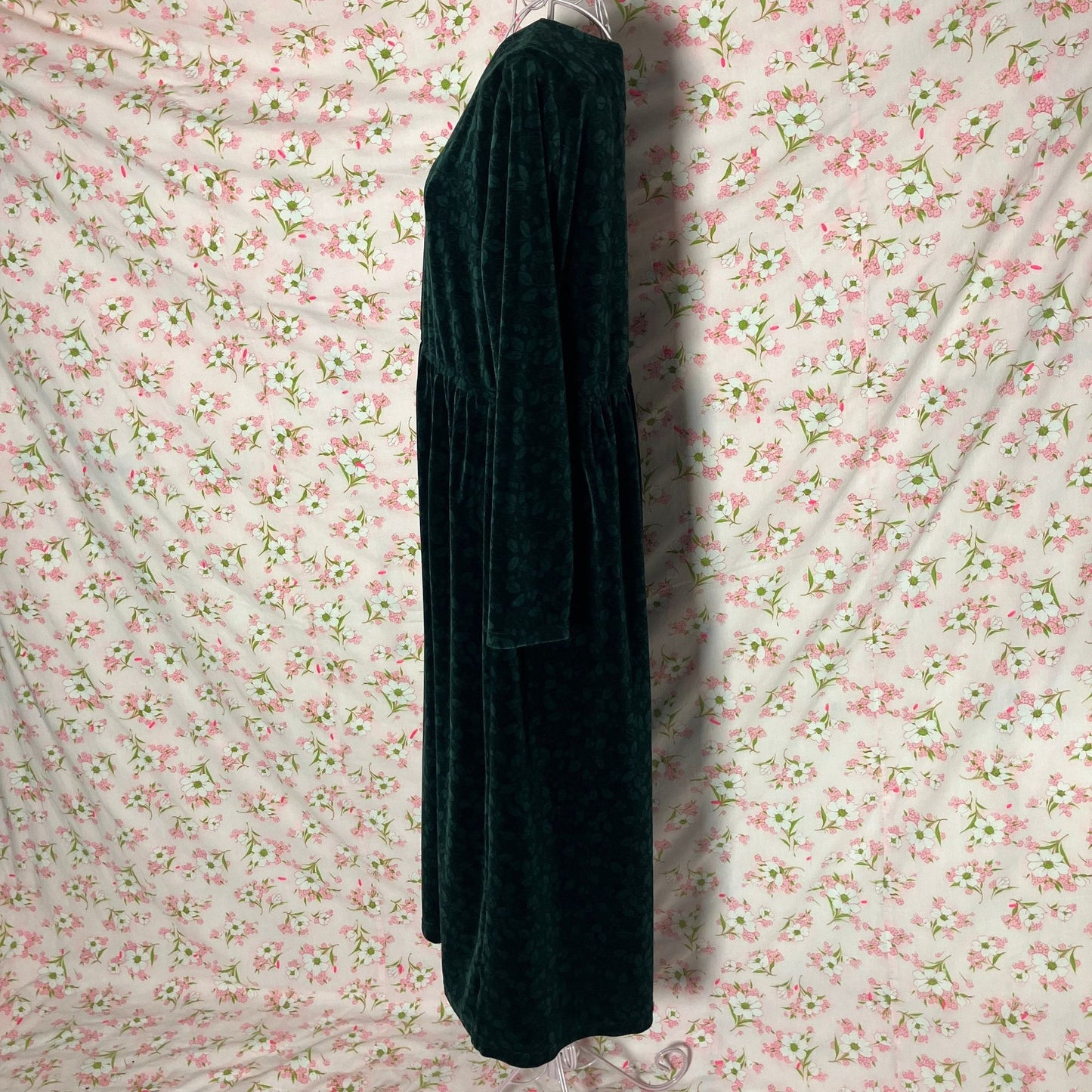 vintage 90s LL Bean dress 1990s dark green holly berries | M-L | long sleeve maxi cottage western farm homestead winter fall leaf botanical