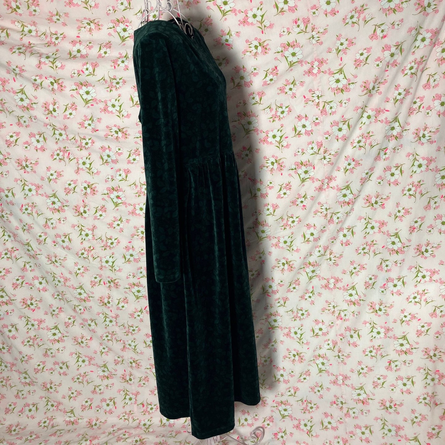 vintage 90s LL Bean dress 1990s dark green holly berries | M-L | long sleeve maxi cottage western farm homestead winter fall leaf botanical