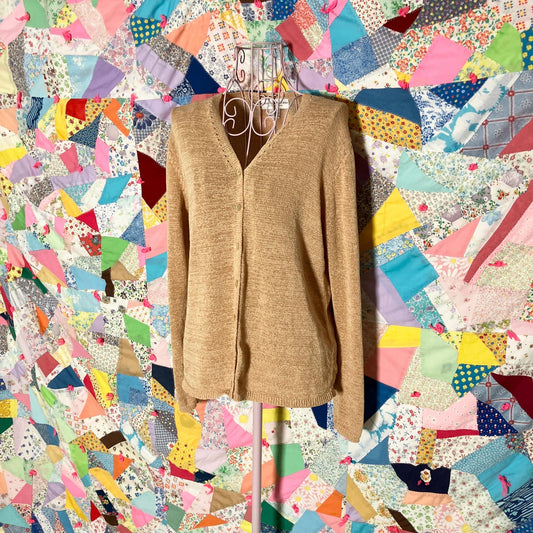 Vintage cardigan top knit tan | S-M | 90   sheer see through Gruppo Americano Collection