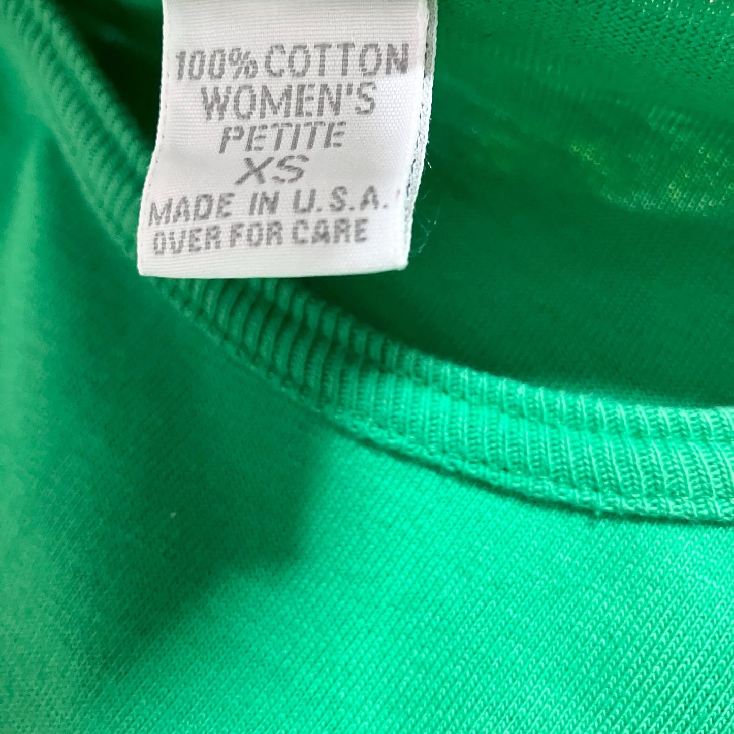 Vintage 80s 90s dress Kelly green t shirt | XS-M | 100% cotton midi short sleeve Lands' End made in USA