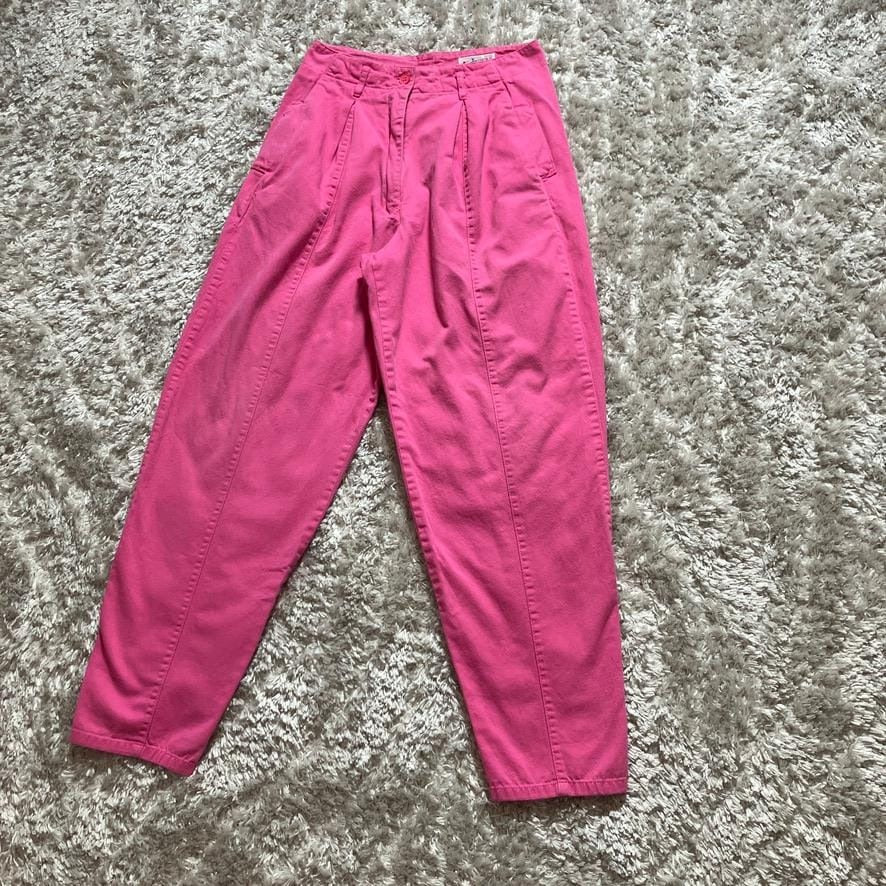Vintage 90s capri pants pink pleated trouser cropped | XS | Celebration
