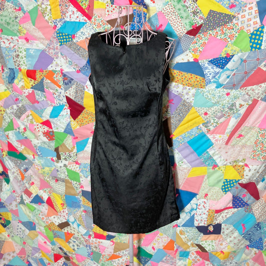 vintage 90s y2k black dress jacquard floral | XS-S | Rampage