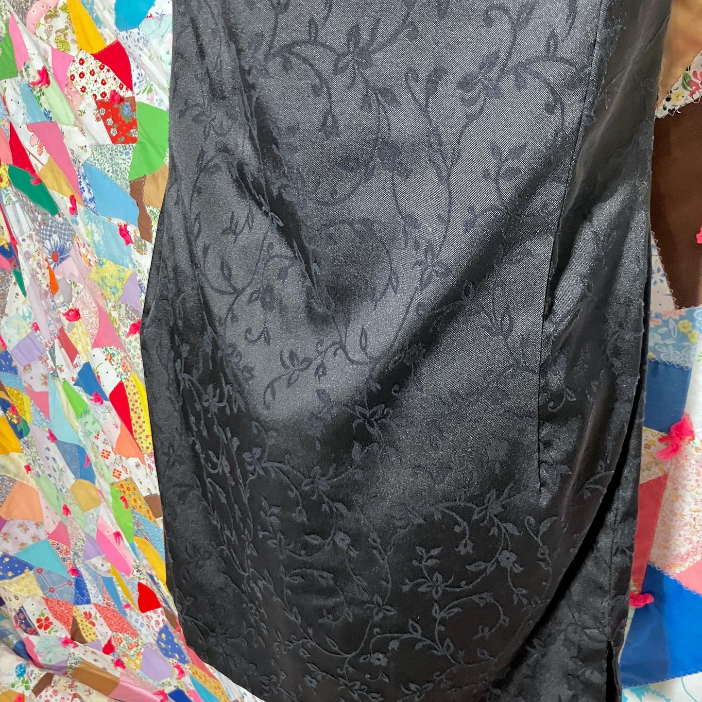 vintage 90s y2k black dress jacquard floral | XS-S | Rampage