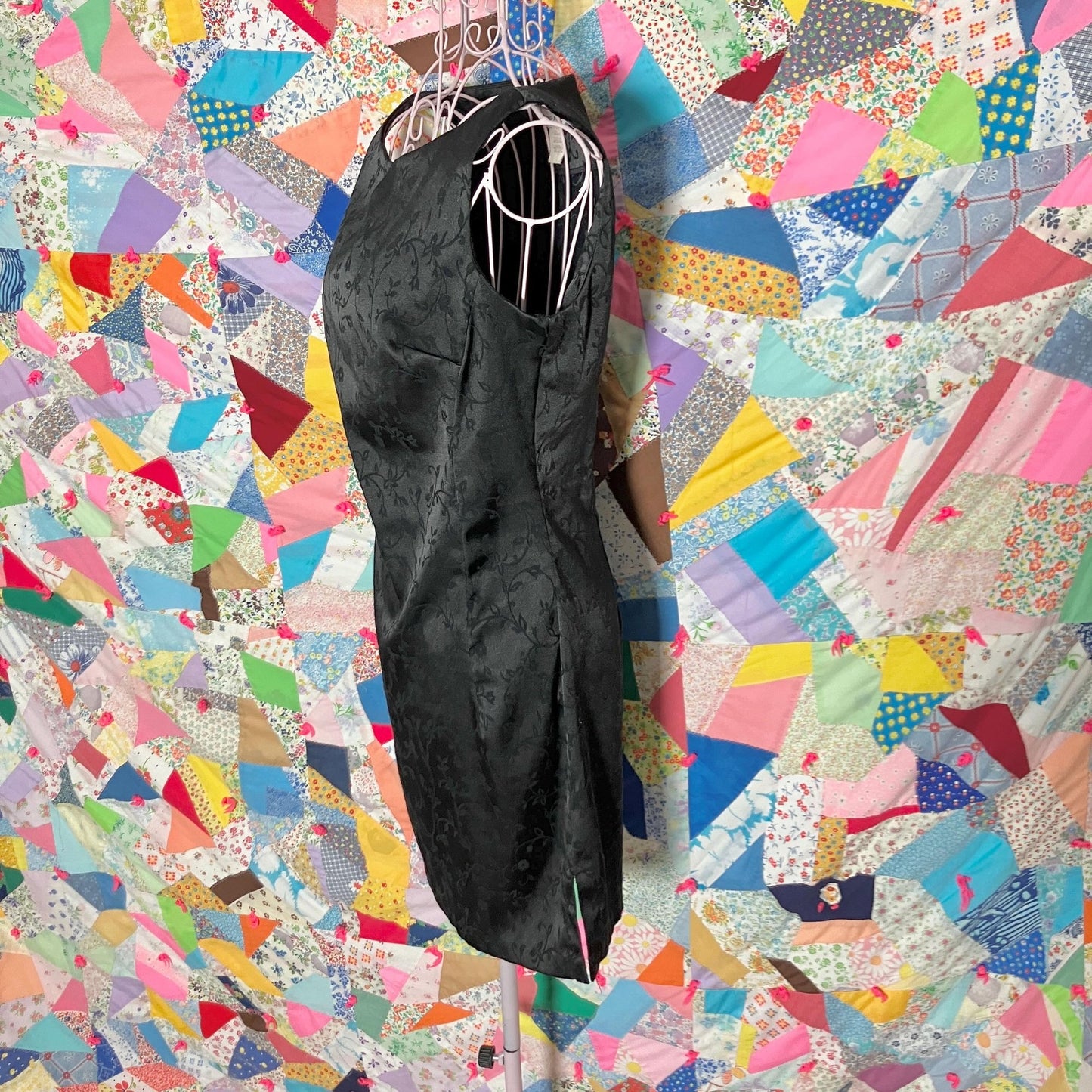 vintage 90s y2k black dress jacquard floral | XS-S | Rampage