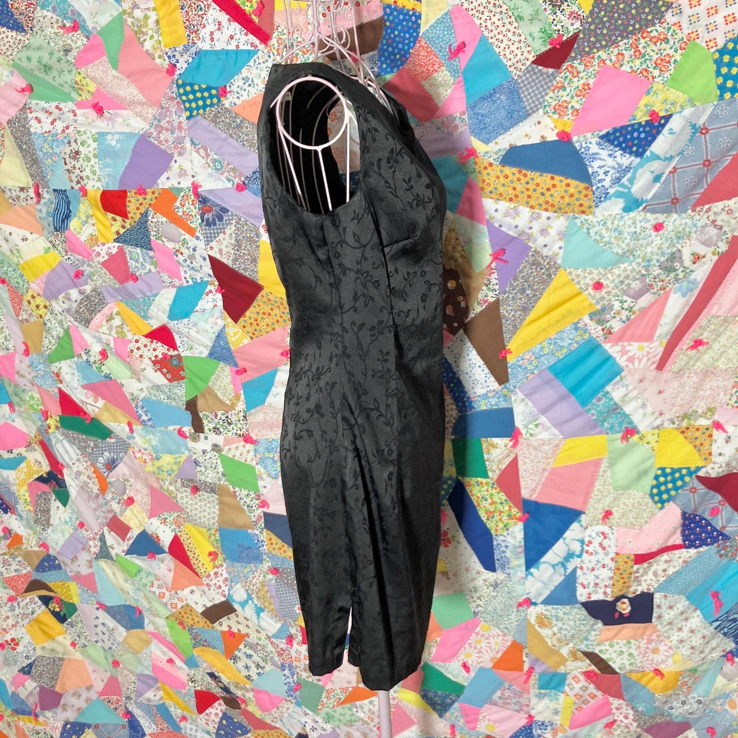 vintage 90s y2k black dress jacquard floral | XS-S | Rampage