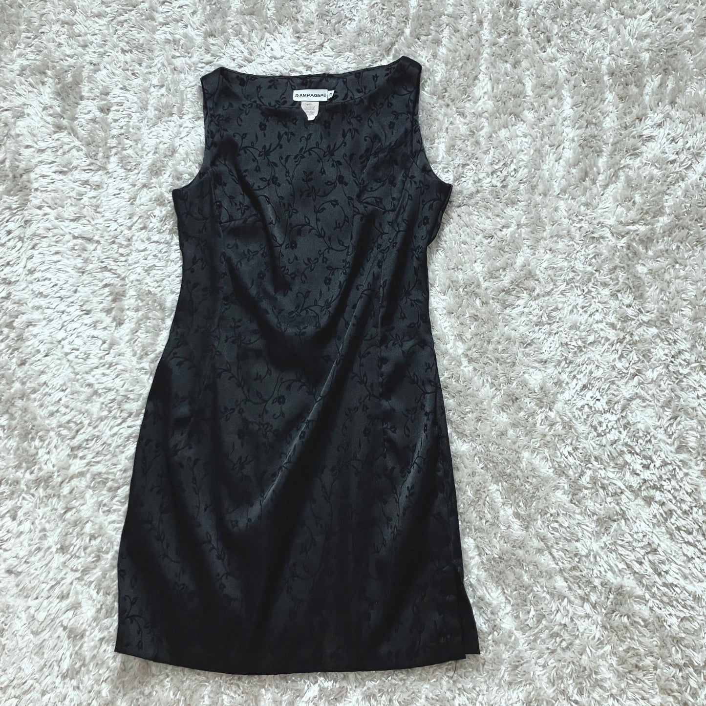 vintage 90s y2k black dress jacquard floral | XS-S | Rampage