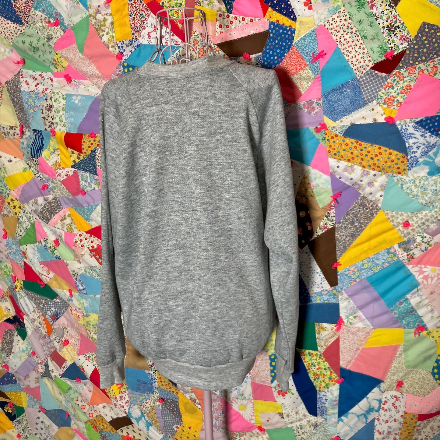 Vintage 80s sweatshirt heather grey Teleflora promotional  | M | purple pink flowers raglan