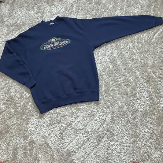 Vintage 80s 90s sweatshirt San Diego CA destination | M - XL | navy blue green Fruit of the Loom