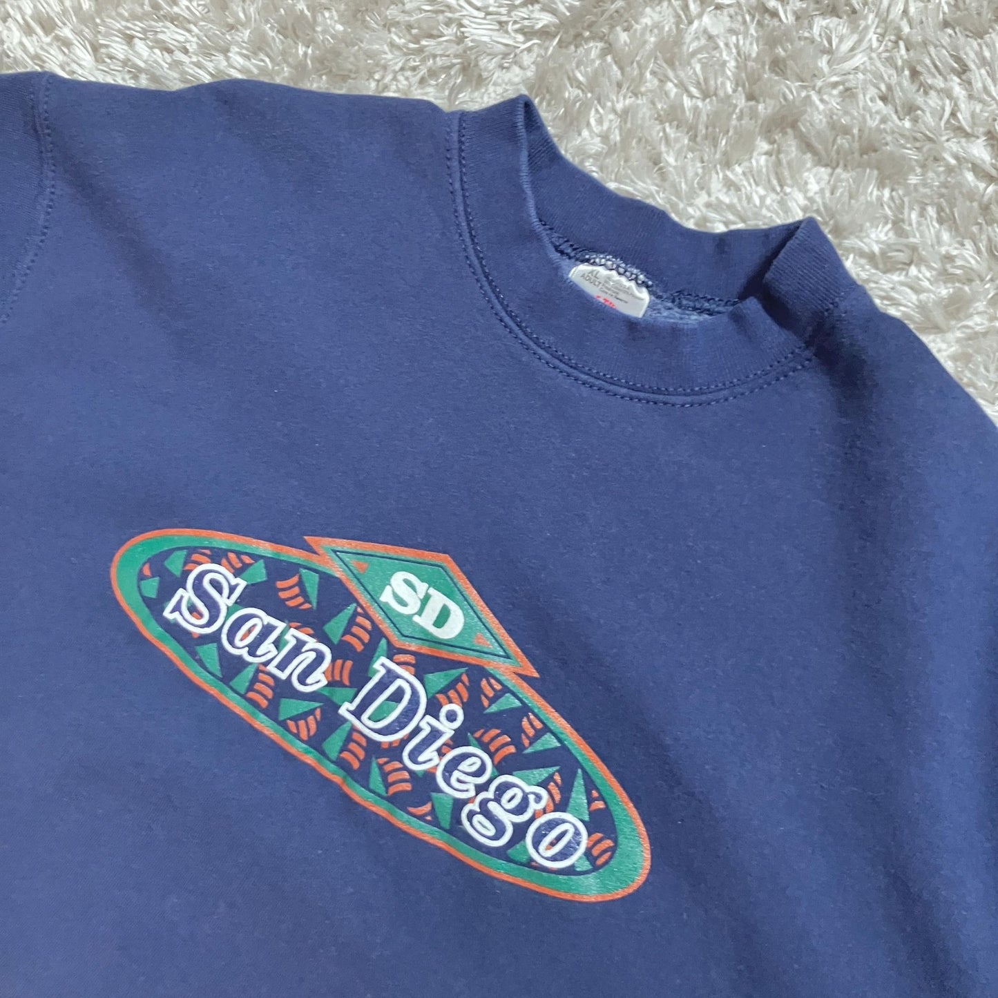 Vintage 80s 90s sweatshirt San Diego CA destination | M - XL | navy blue green Fruit of the Loom